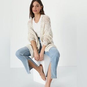 Lulus Crochet it Ain't So Ivory Oversized Cardigan Sweater - Size XL